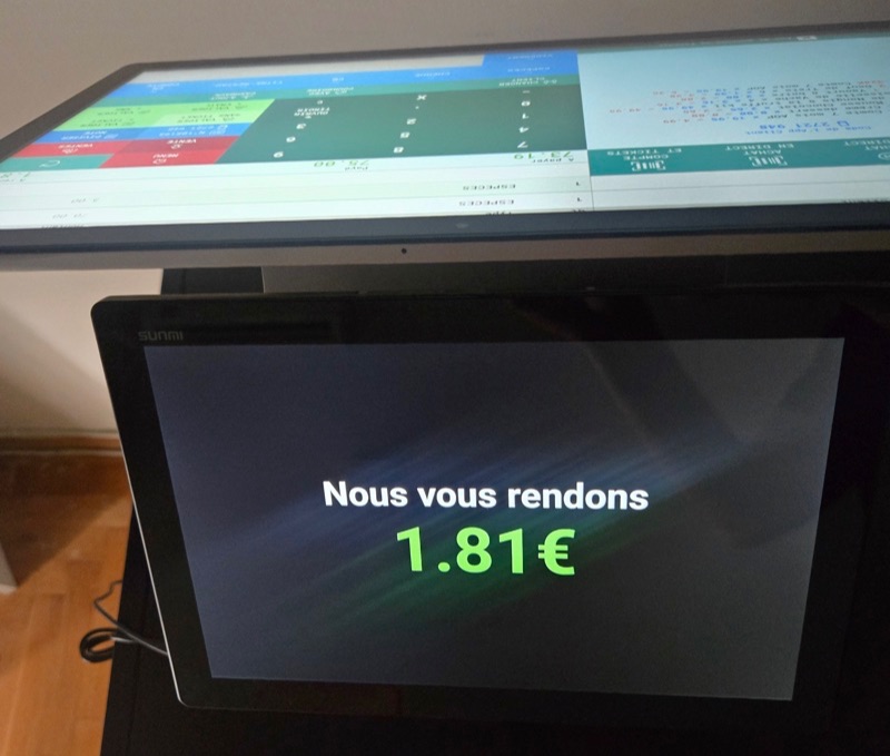 Ecran client 10" du Sunmi T3 