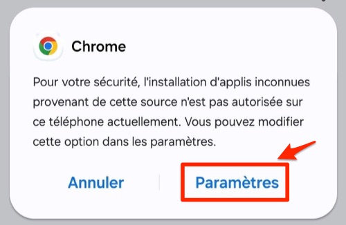 Installation de l'application Android