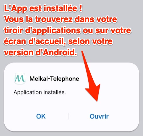 Installation de l'application Android