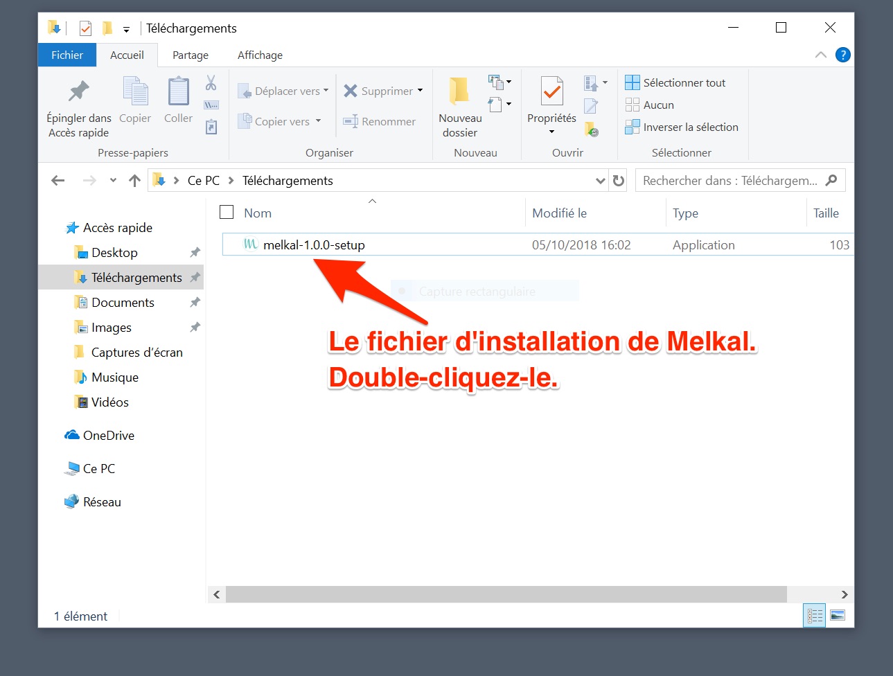 Installation de l'application Windows