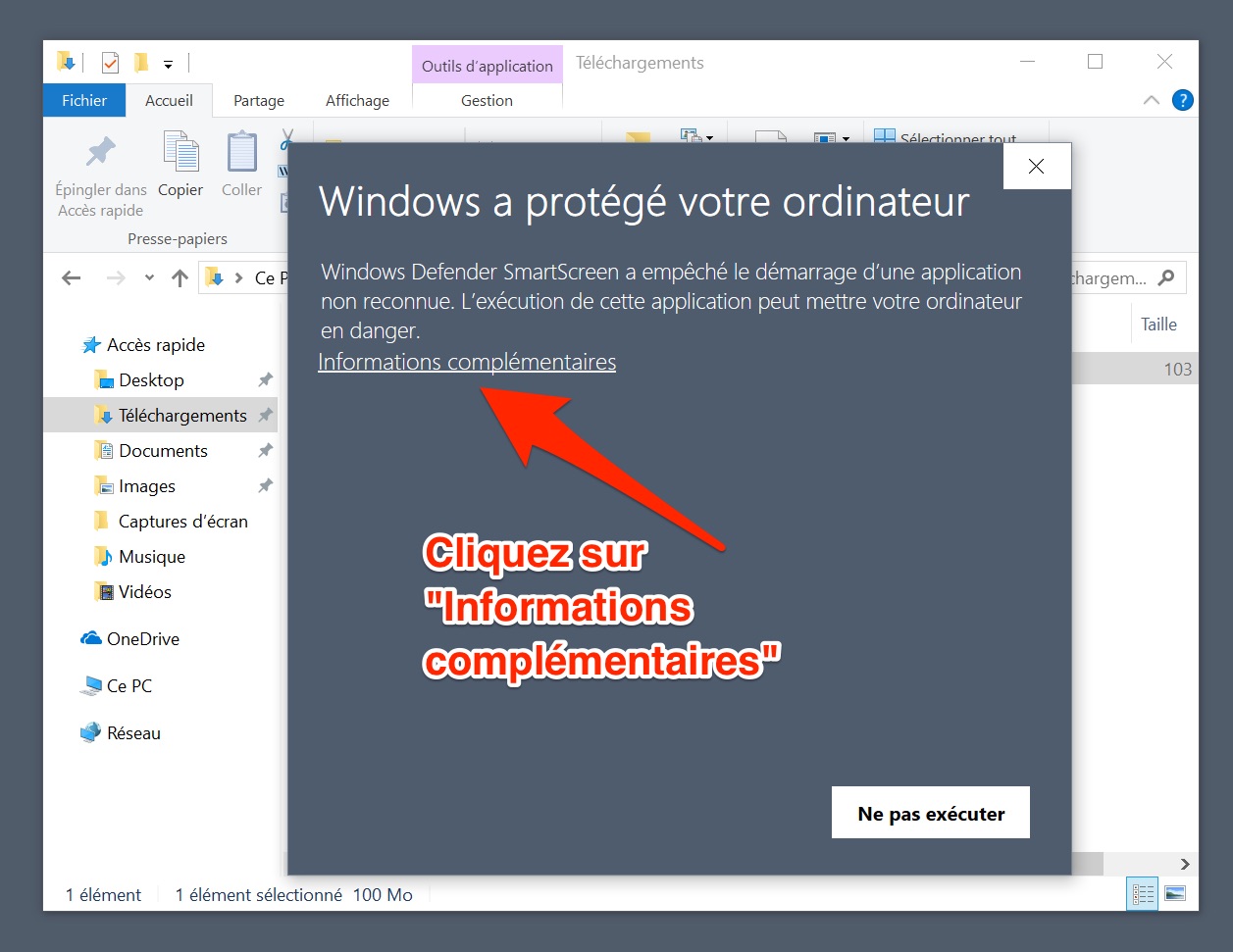 Installation de l'application Windows